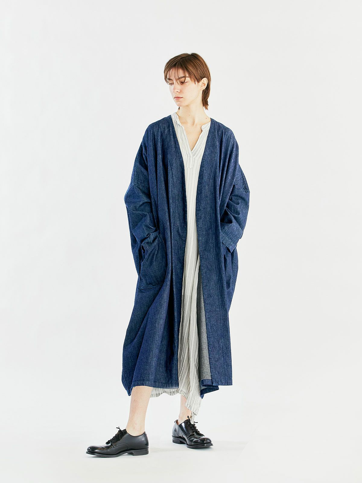 denim wide coat