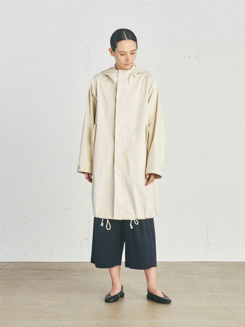 hooded long zip coat / kinari