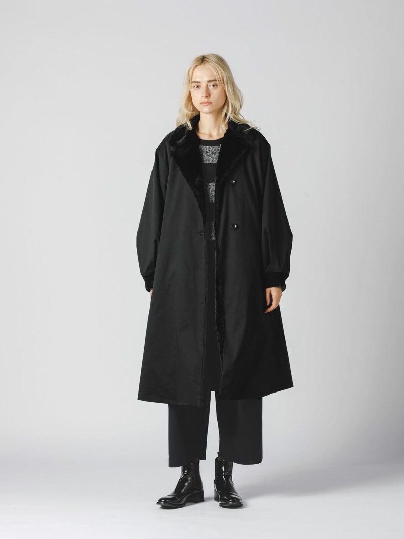 back boa tailored coat / black