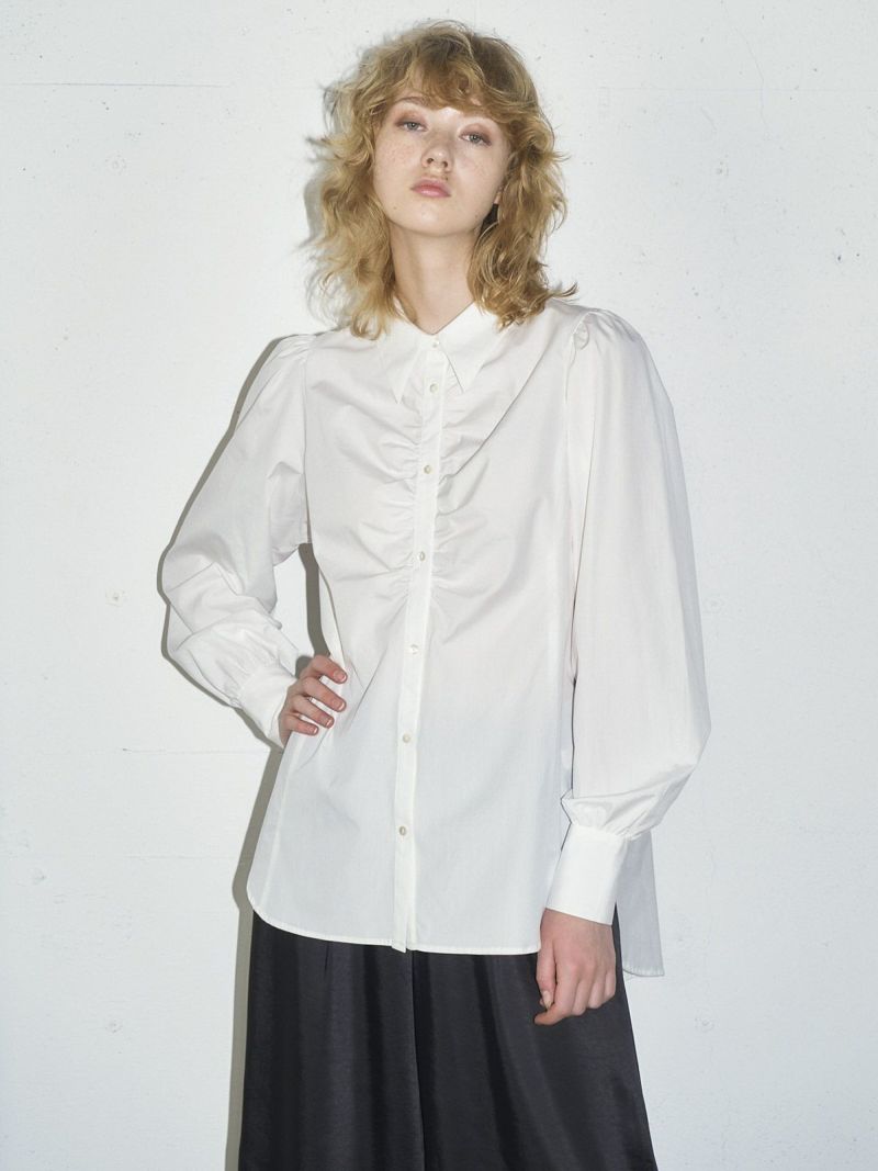 front gathered shirt(off white)