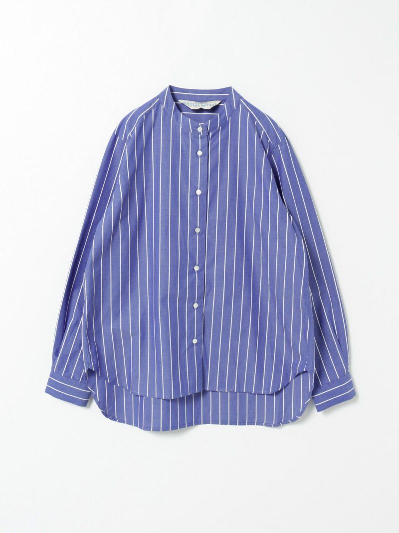 stripe band collar shirt(blue)