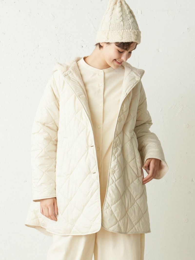quilting reversible hooded CT     ivory