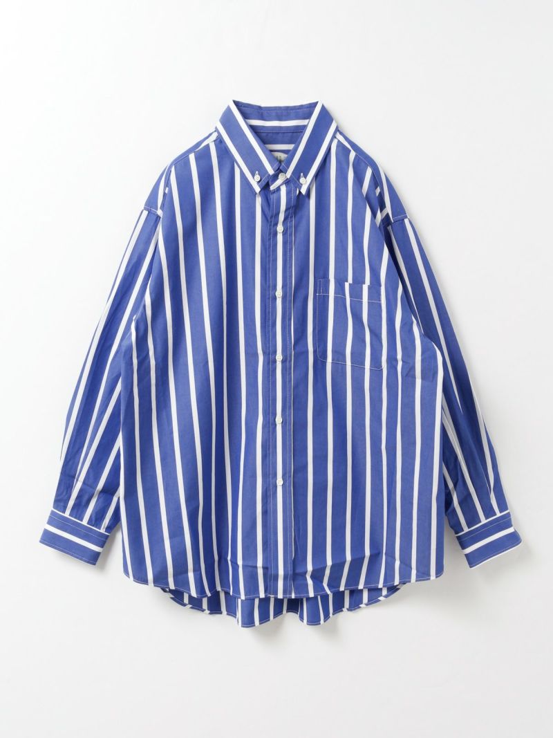 button down shirt　stripe blue