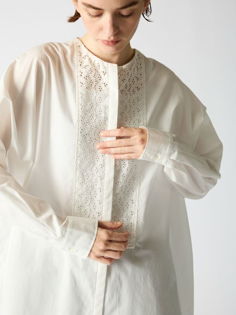 lace combi shirt / off white