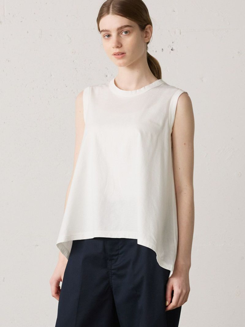 crew neck n/s flare tank top / off white