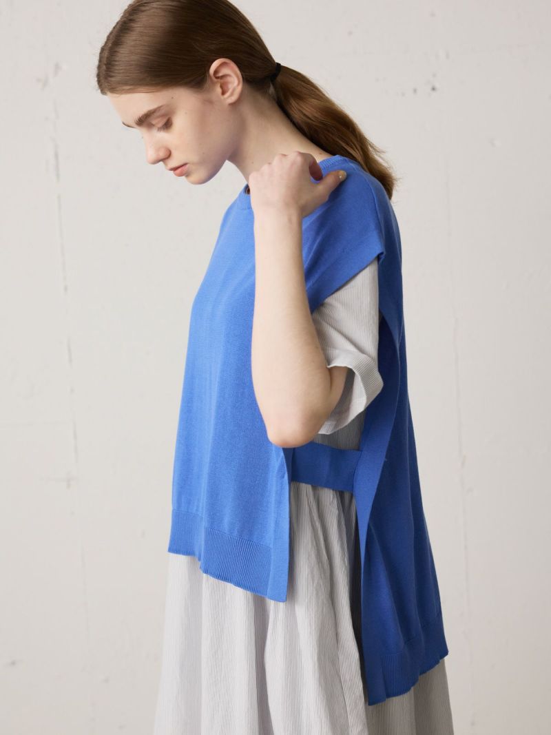 side slits vest / blue