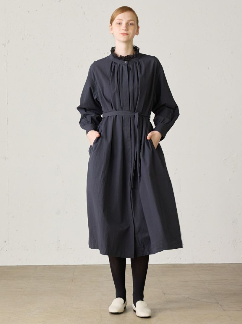 frill lace collar smock OP / black
