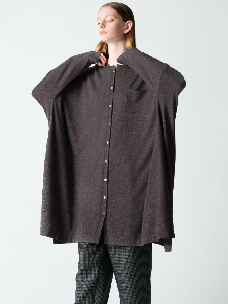 knitted stand collar shirt OP / c.gray