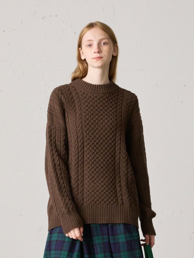 cable wide pull over / brown