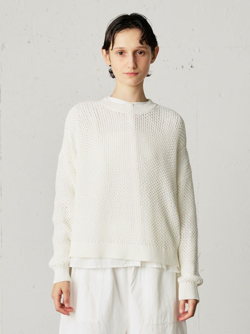 mesh pattern pull over / off white