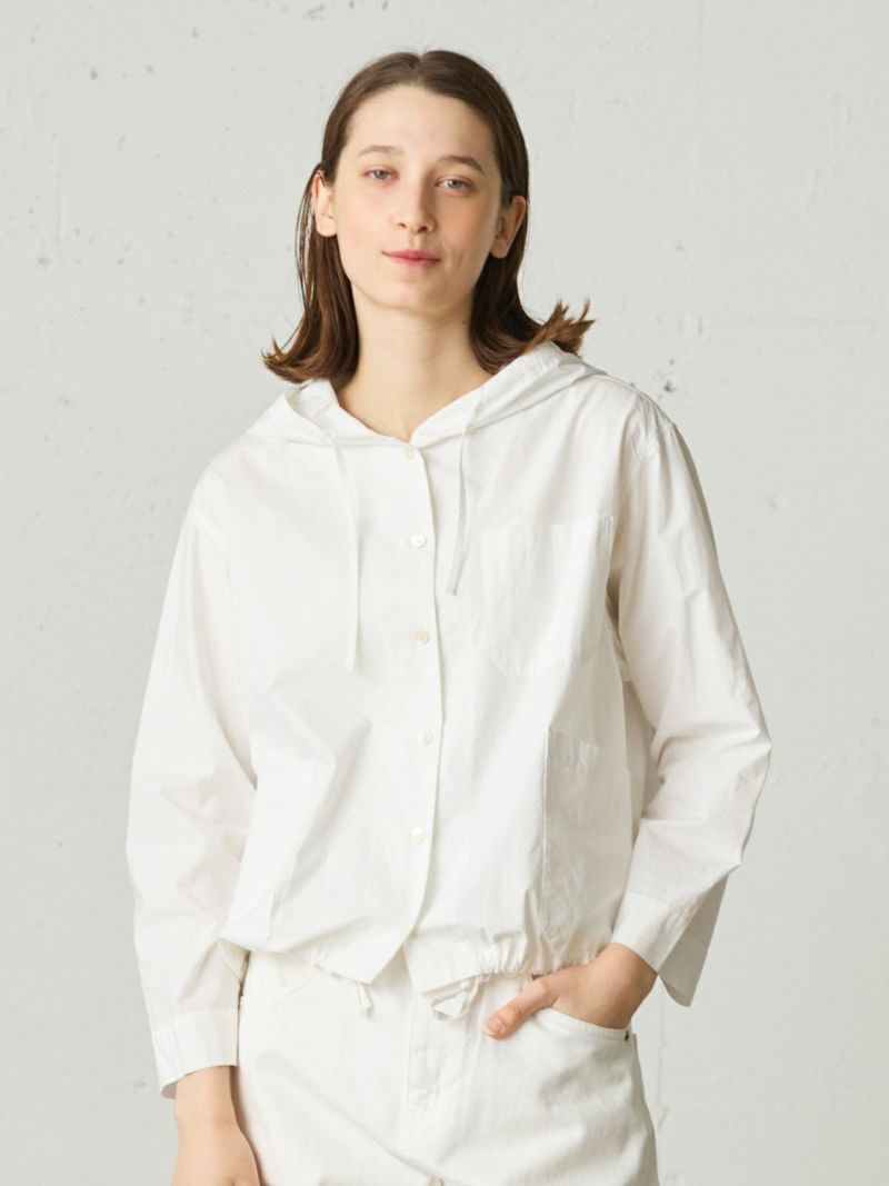 hooded short shirt / off white