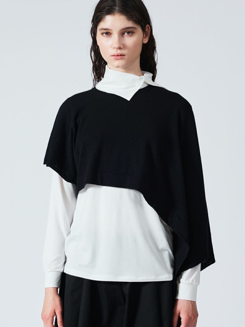 asymmetry poncho vest / navy