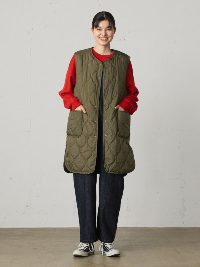  quilting reversible vest / khaki