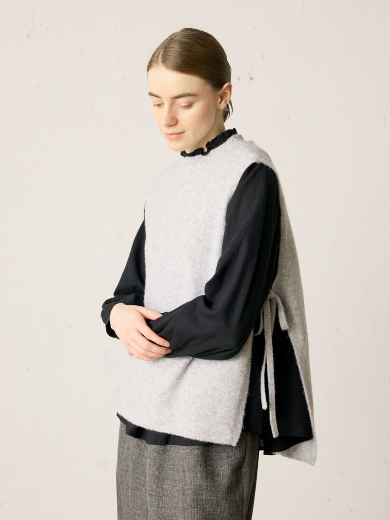 side ribbon vest / l.gray