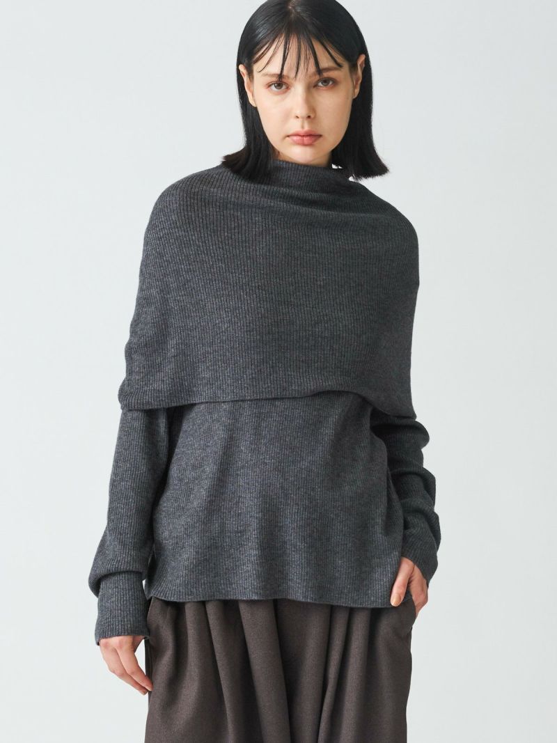 cape collar rib P/O / gray 