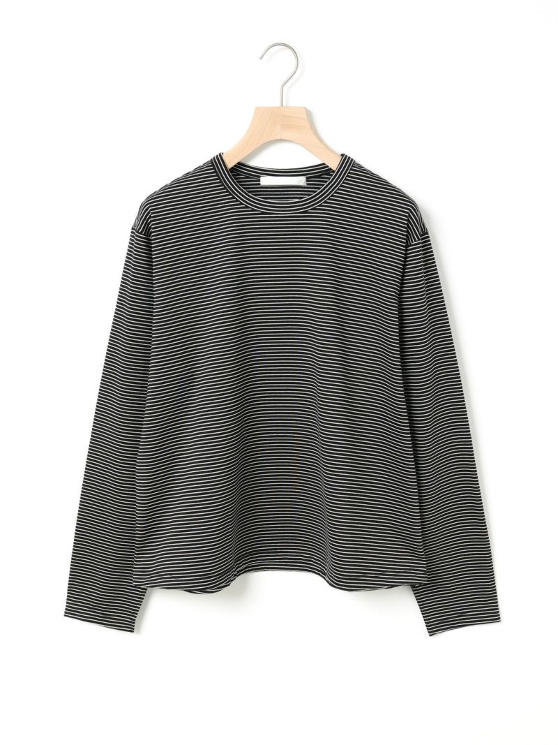 drawstring hem long slv T / black×o.white (border)