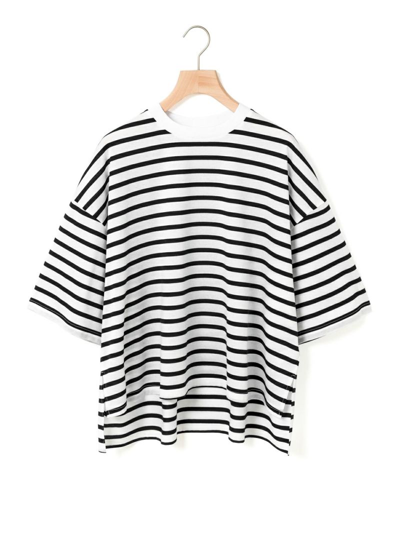 crew neck wide t-shirt / off white × black