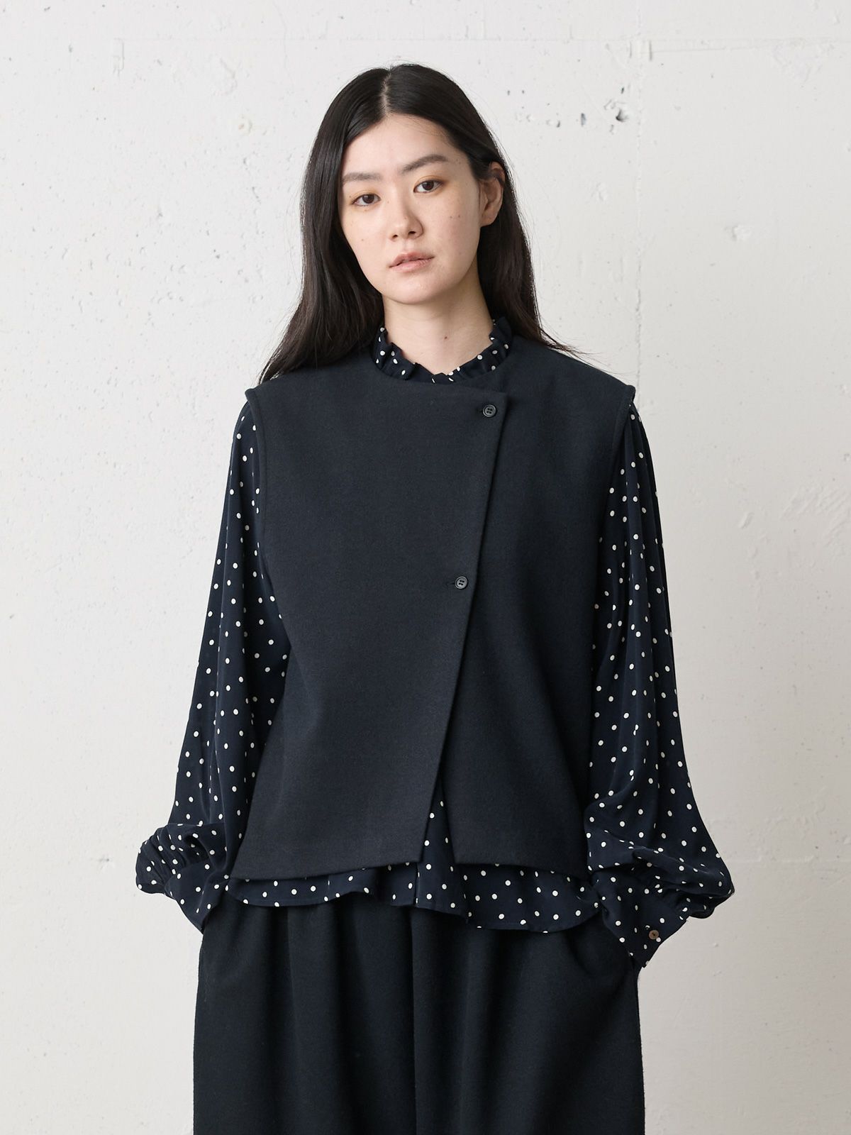 flannel touch vest / navy