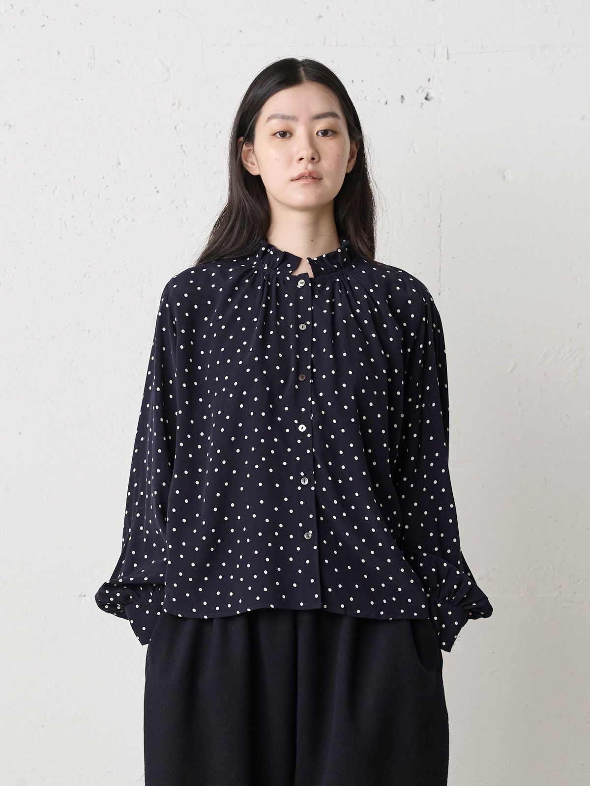 print dots shirt / navy
