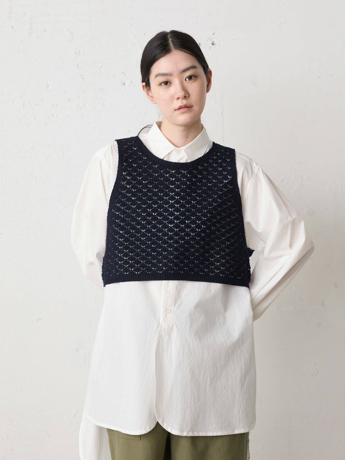 2way short knit vest / navy