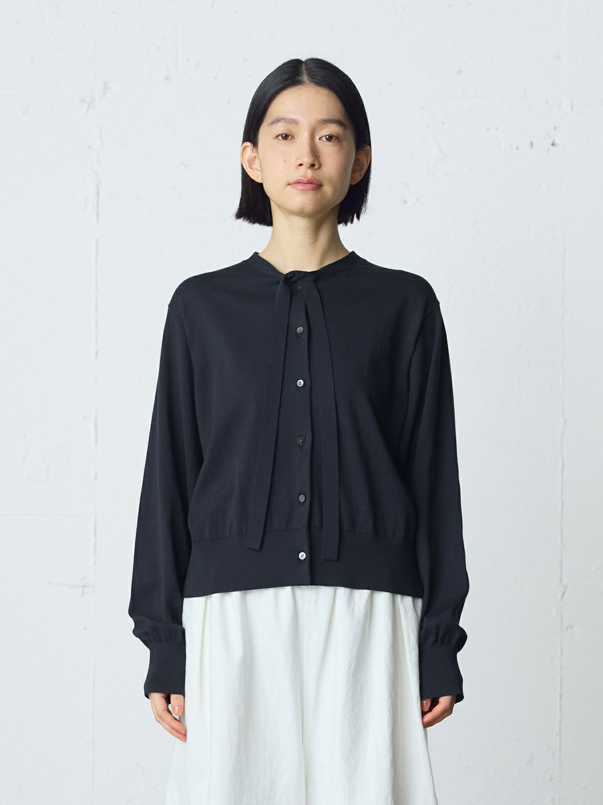 bow-tie knit cardigan / navy