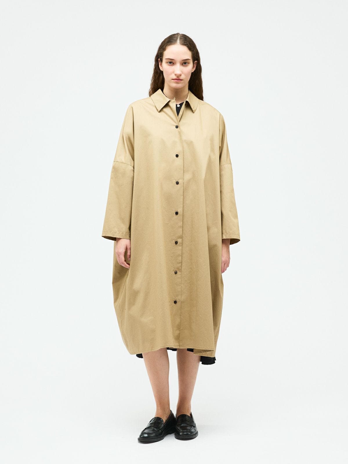 wide shirt coat / beige