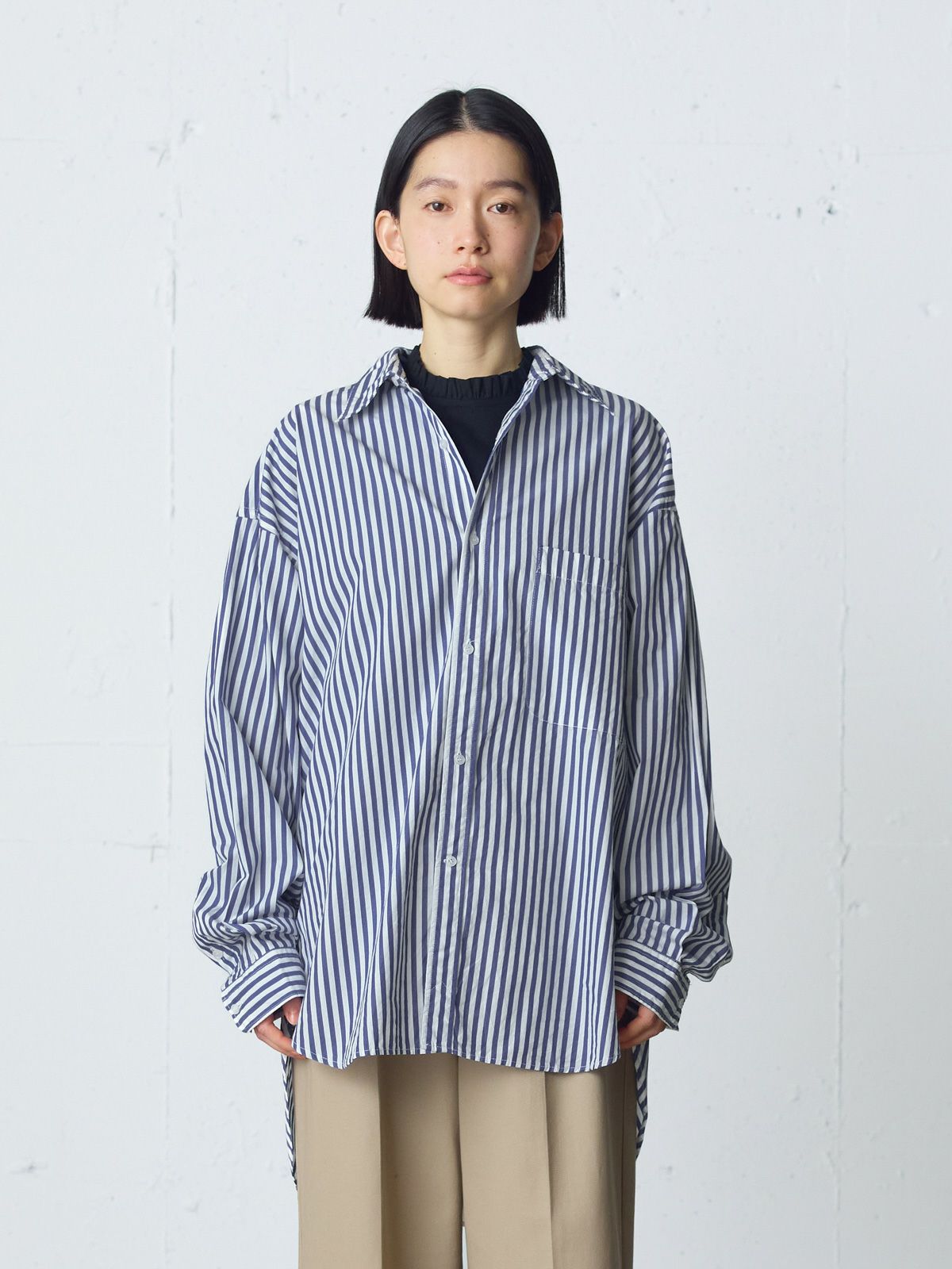 patterned big shirt / blue