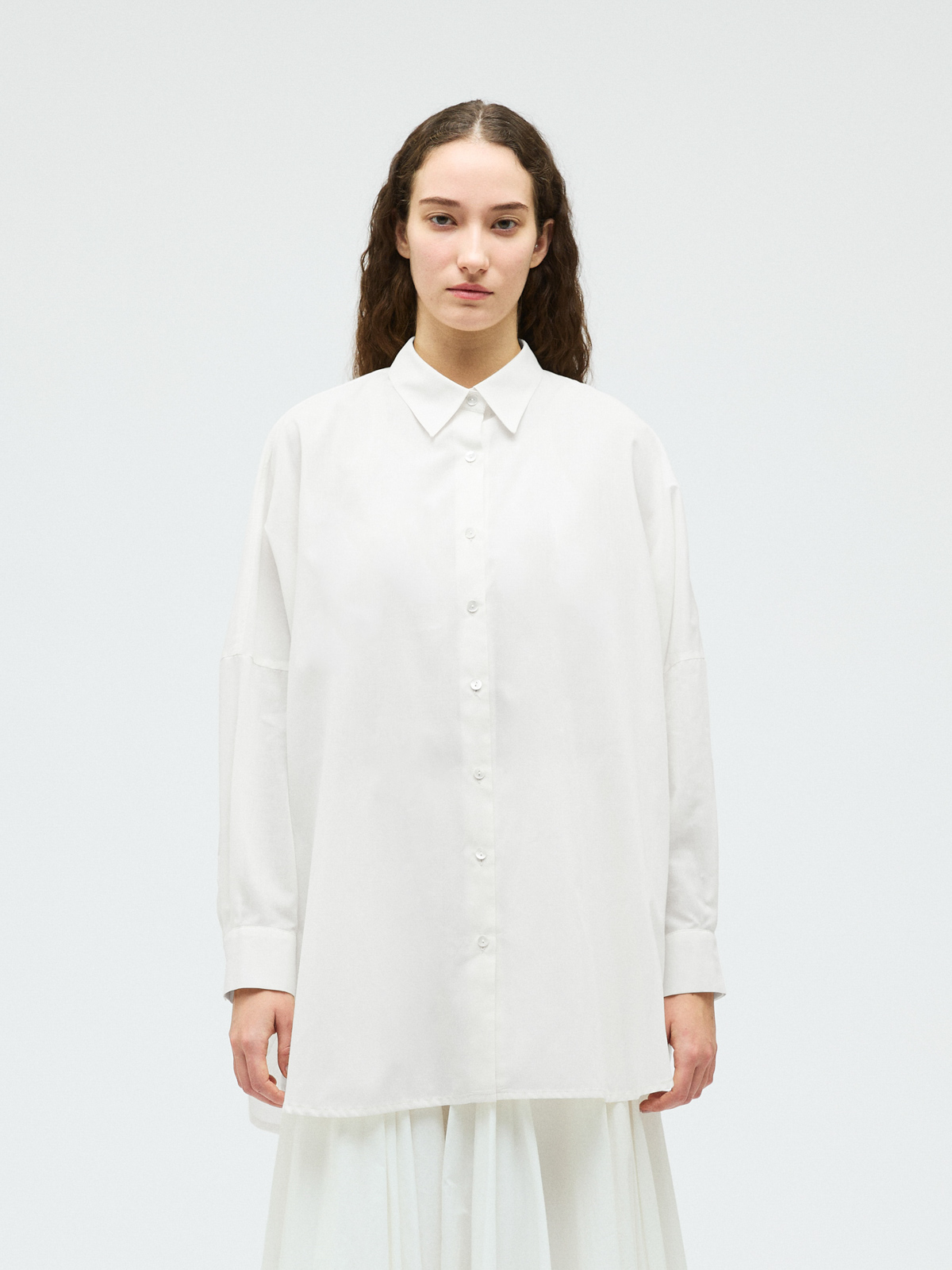 T/C sheer wide shirt / off white