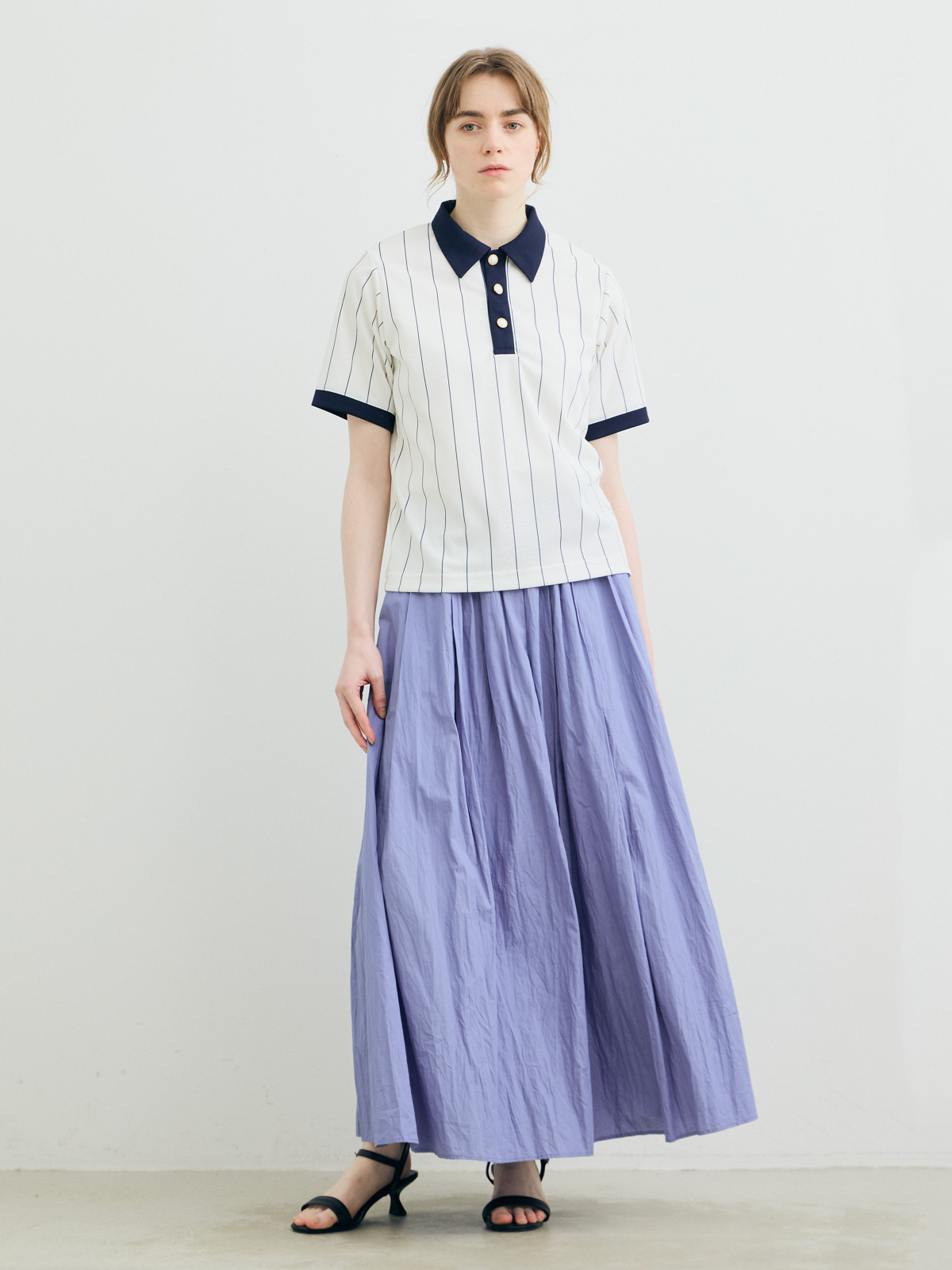 tucked volume skirt / blue