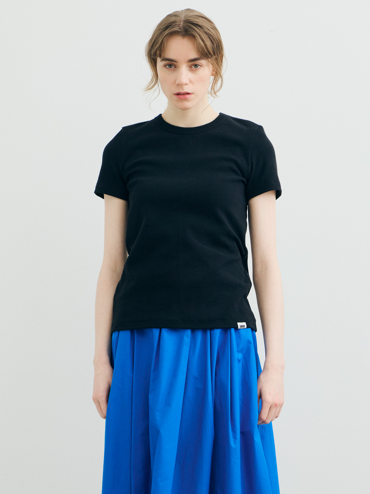 half slv rib Tee / black