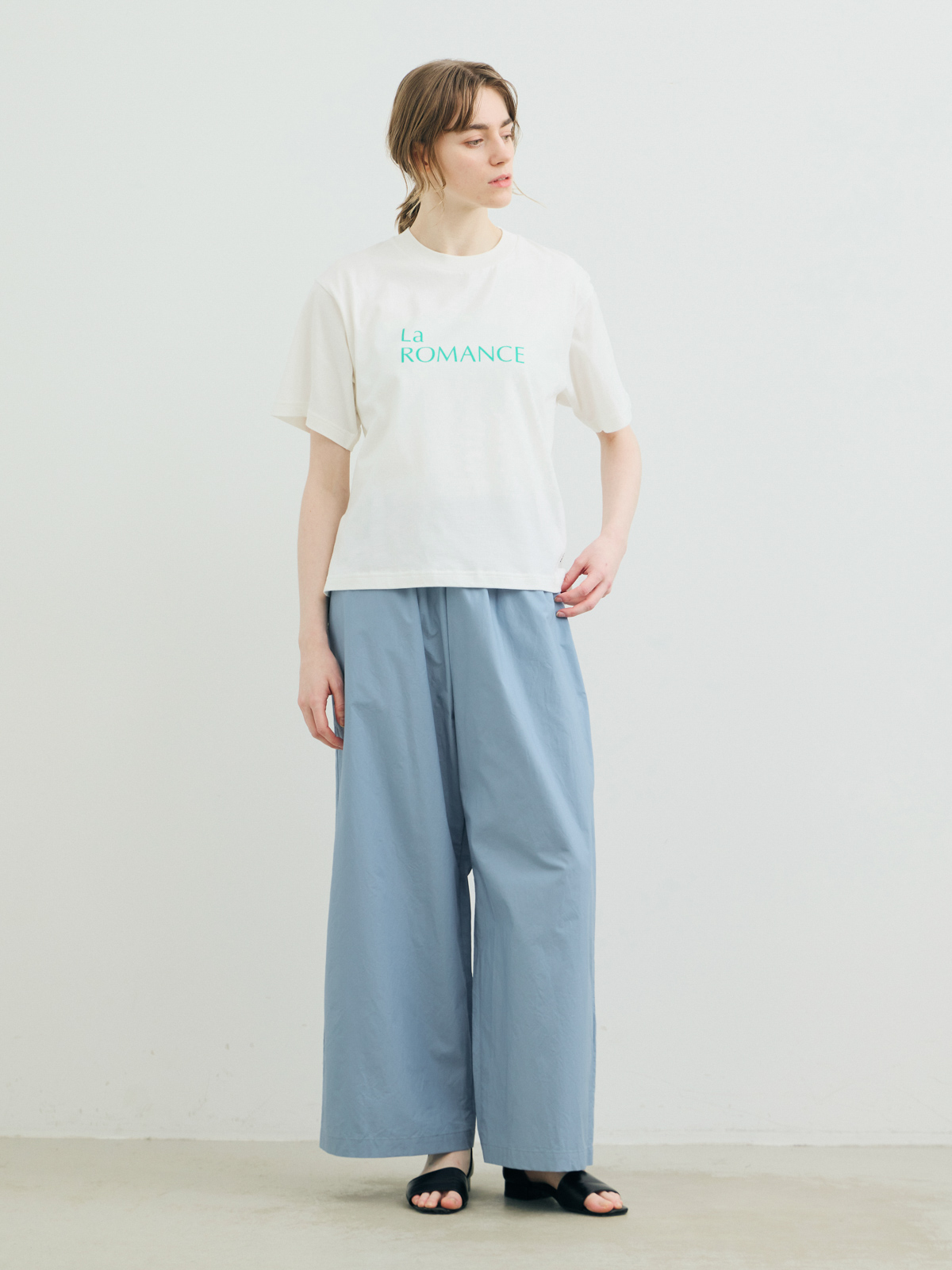 print Tshirt(ROMANCE) / white×blue