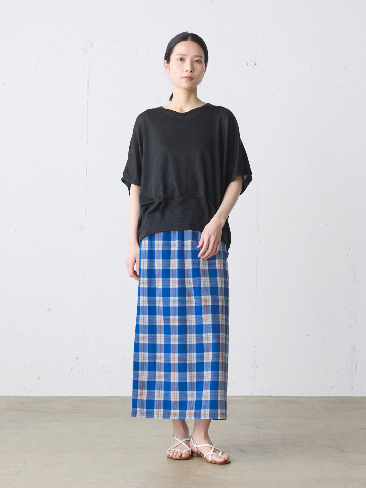 check lap like skirt / blue