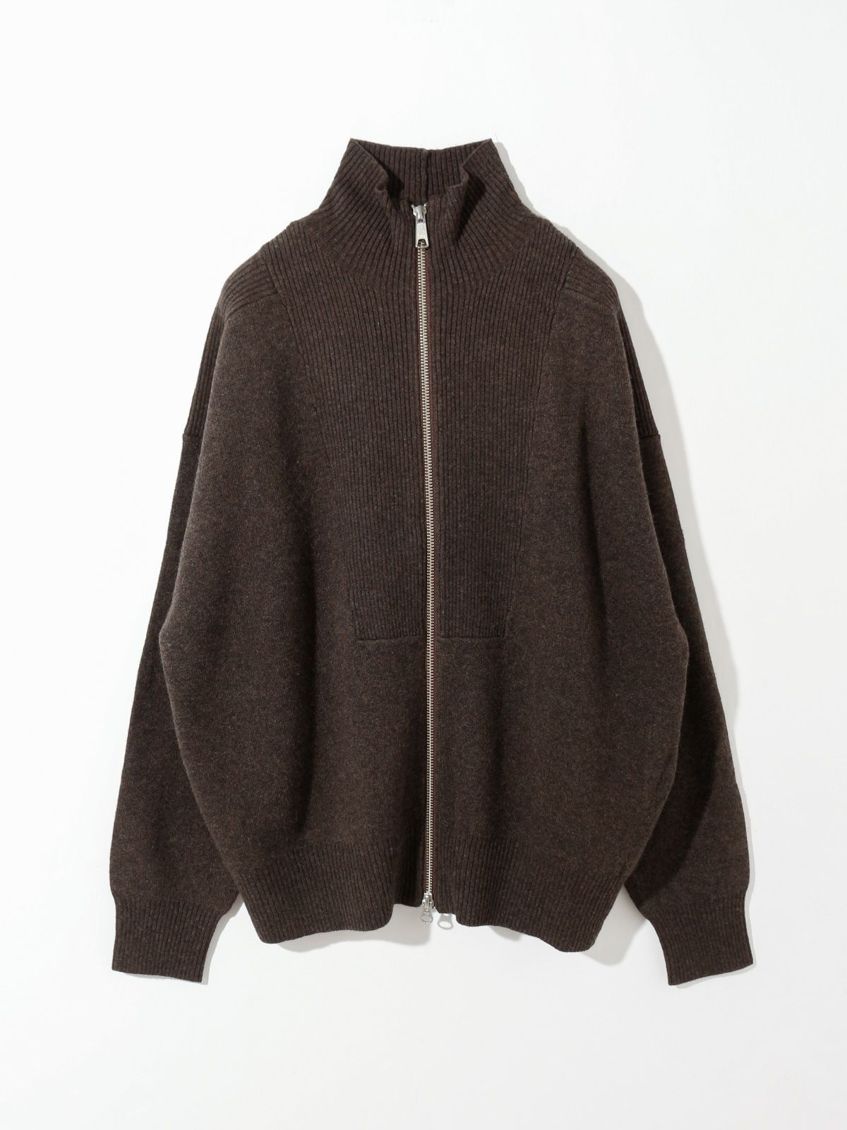 zip up knit blouson