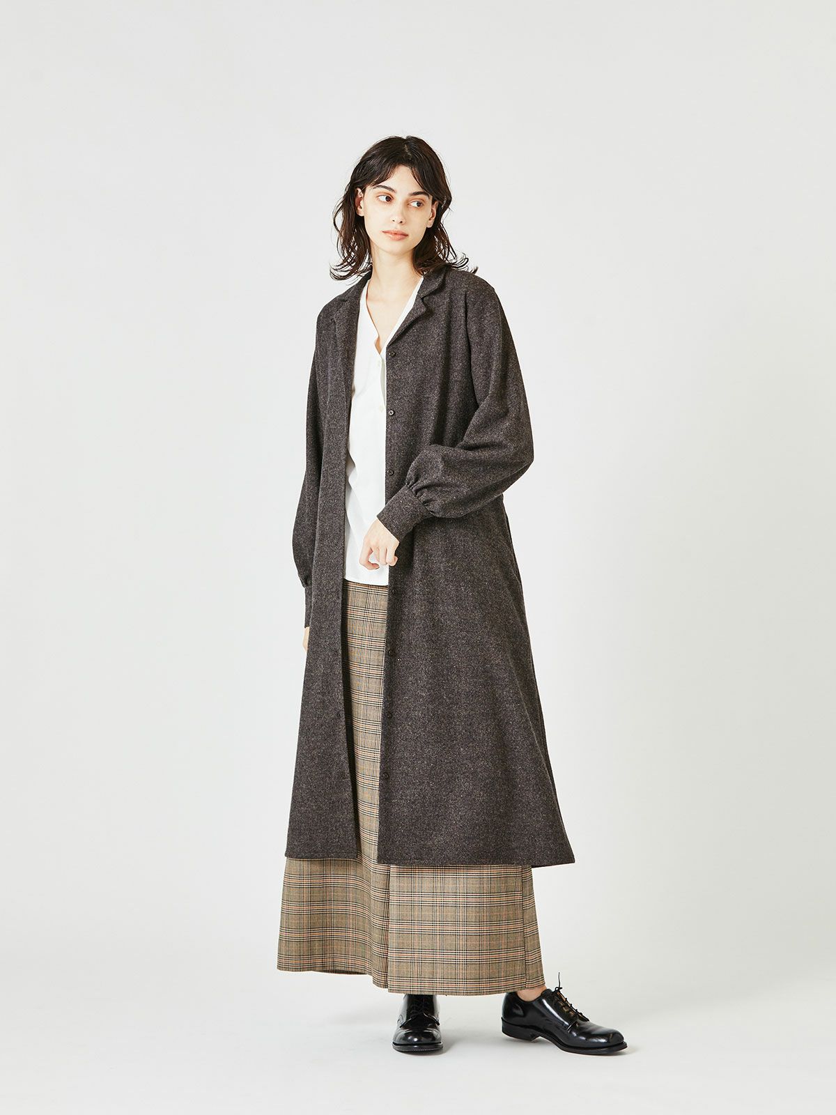 MIDIUMISOLID for Ladies ベルト付きパイルジャカードロングコート(3