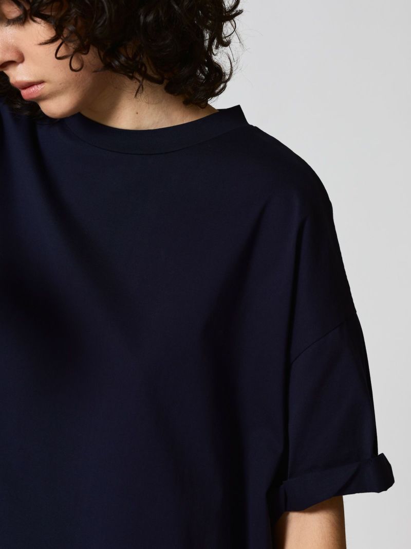 mizuiro ind クルーネックロールスリーブワイドワンピース
