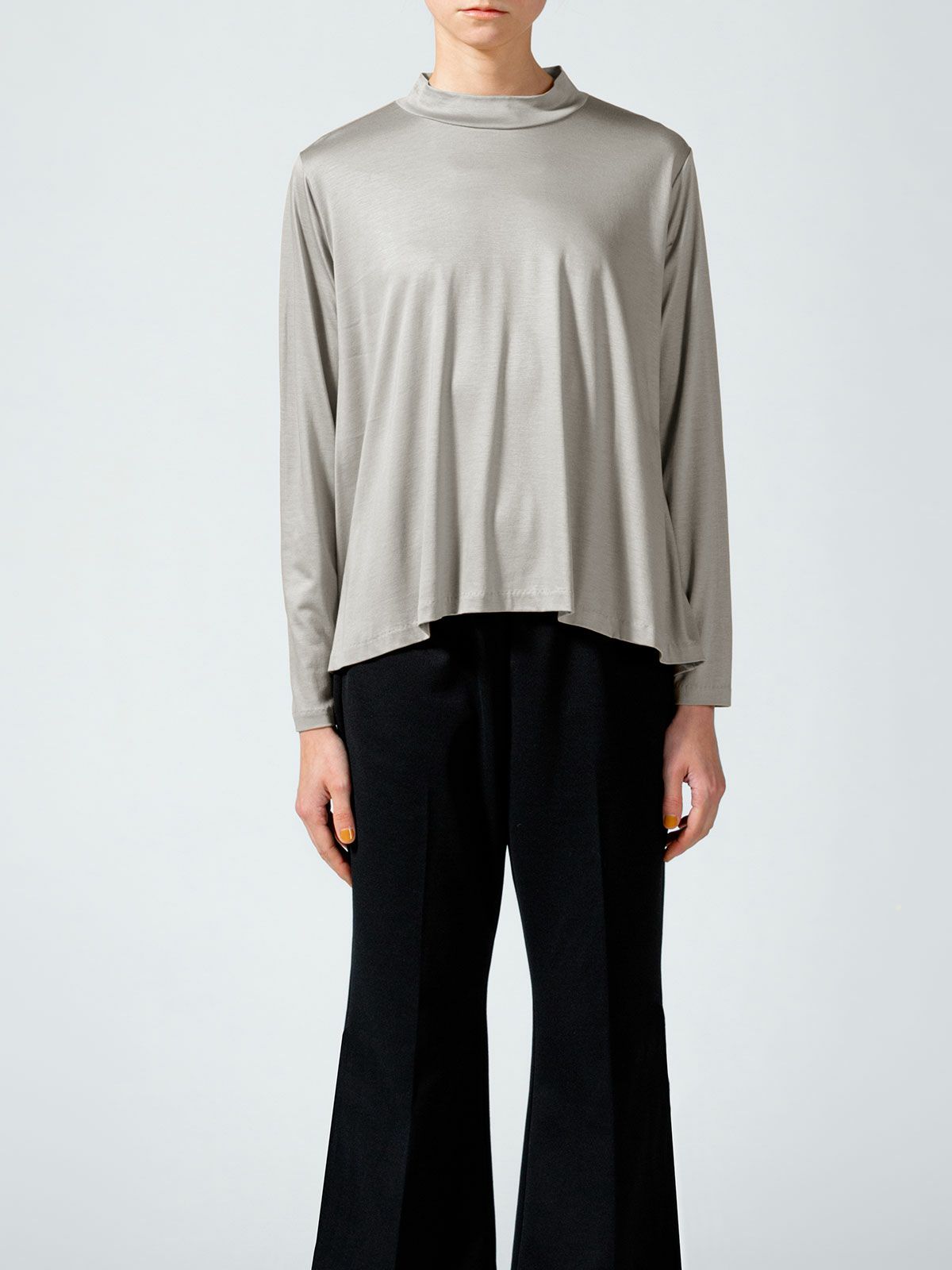 MIDIUMISOLID for Ladies ハイネックフレアプルオーバー(4-1136