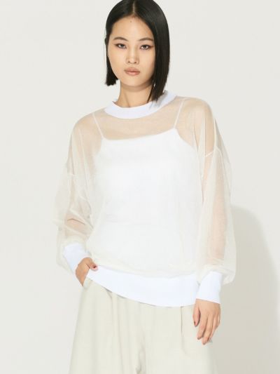 MIDIUMISOLID for Ladies シアークルーネックプルオーバー