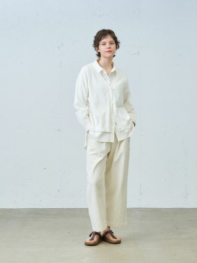 mizuiro ind stripe henry neck shirt | CoCo Cuore