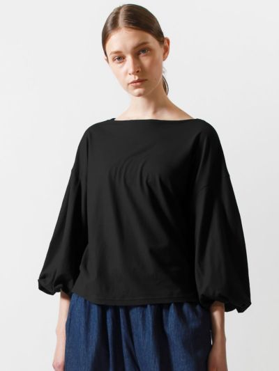 【9/16(火)12:00販売終了】mizuiro ind ボートネックパフスリーブプルオーバー