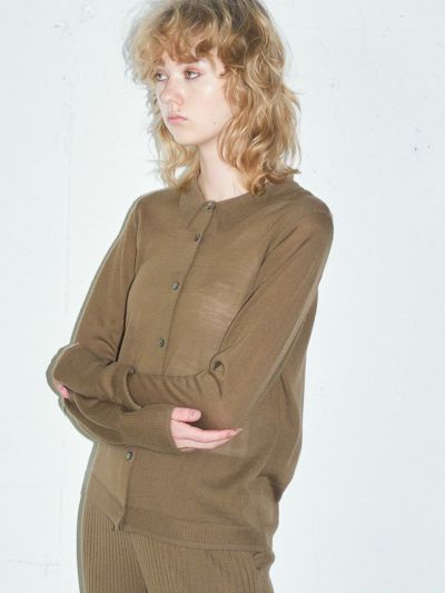 MIDIUMISOLID for Ladies パフスリーブニットカーディガン(4-1068)