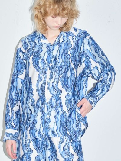 【3/10(月)12:00販売終了】MIDIUMISOLID グラフィックプリントオープンカラーシャツ