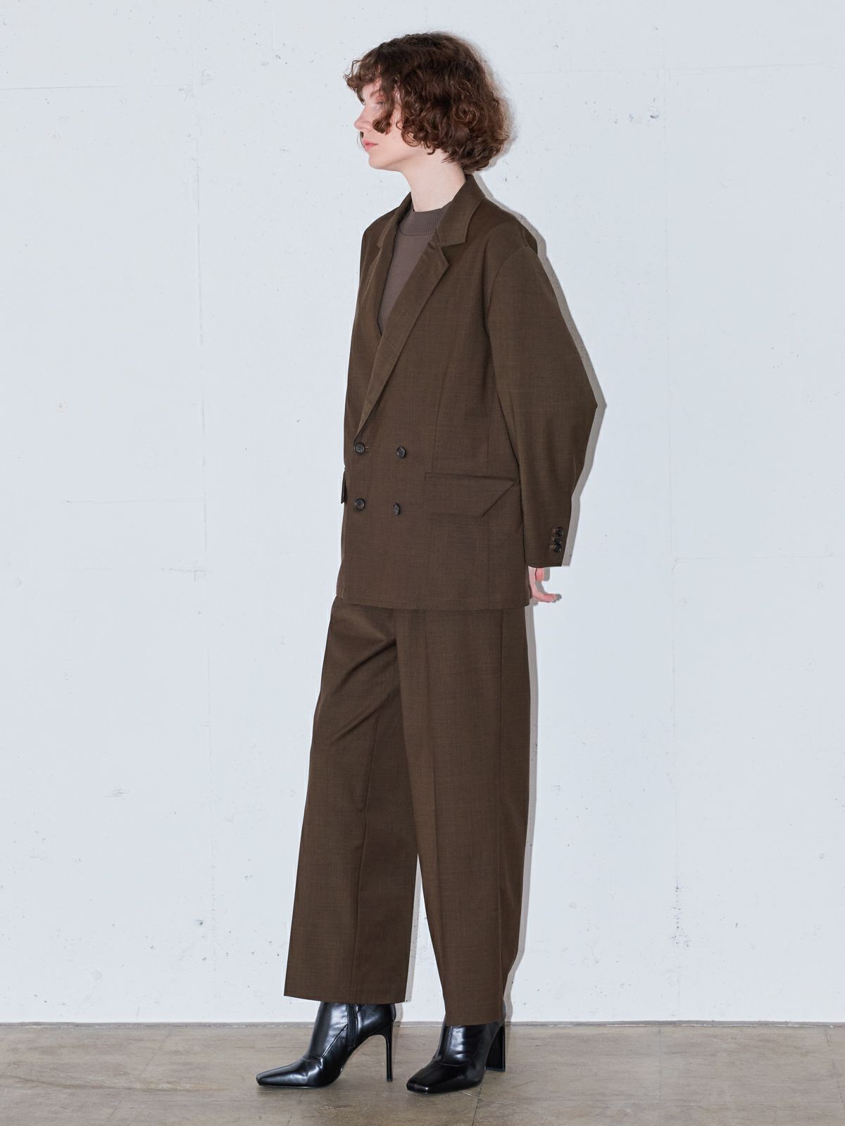 美品 MIDIUMISOLID ライトワイドジャケット テーラード ダブル 2-172095]MIDIUMISOLID(ミディウミソリッド)light wide JK.M ライト