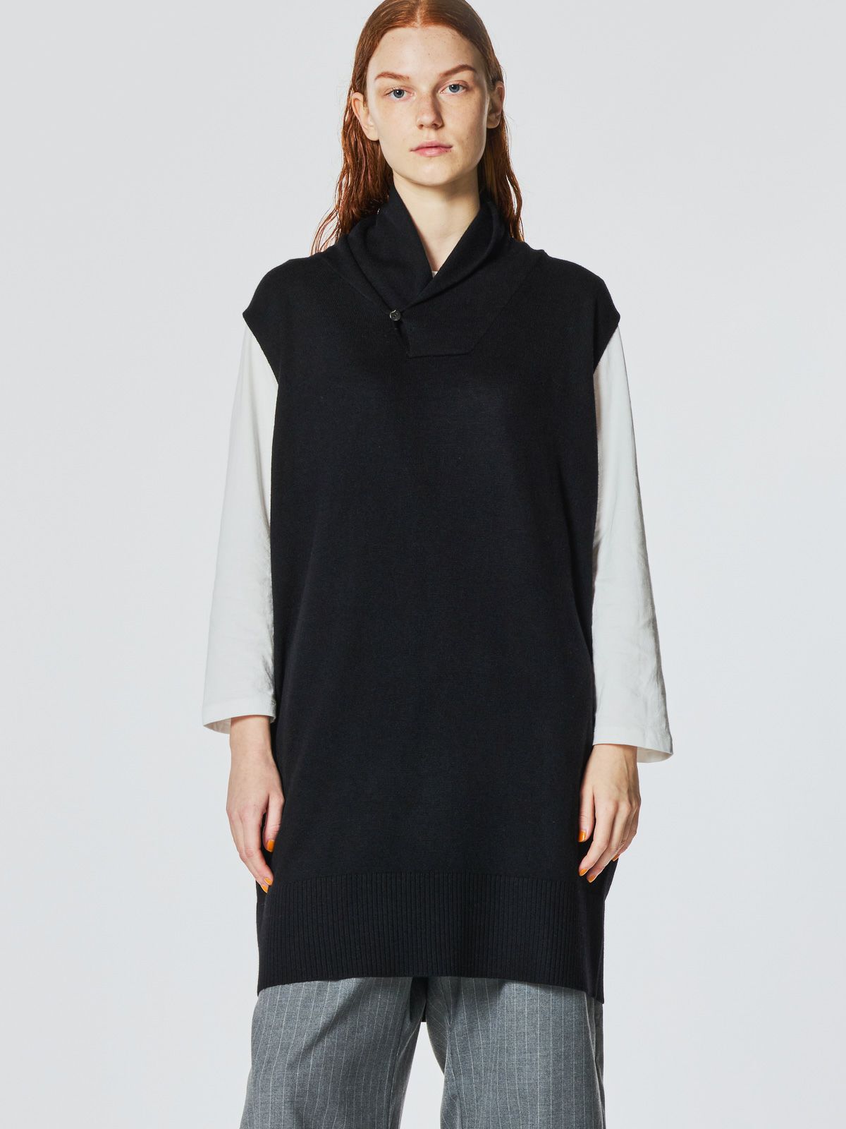 shawl collar tunic vest