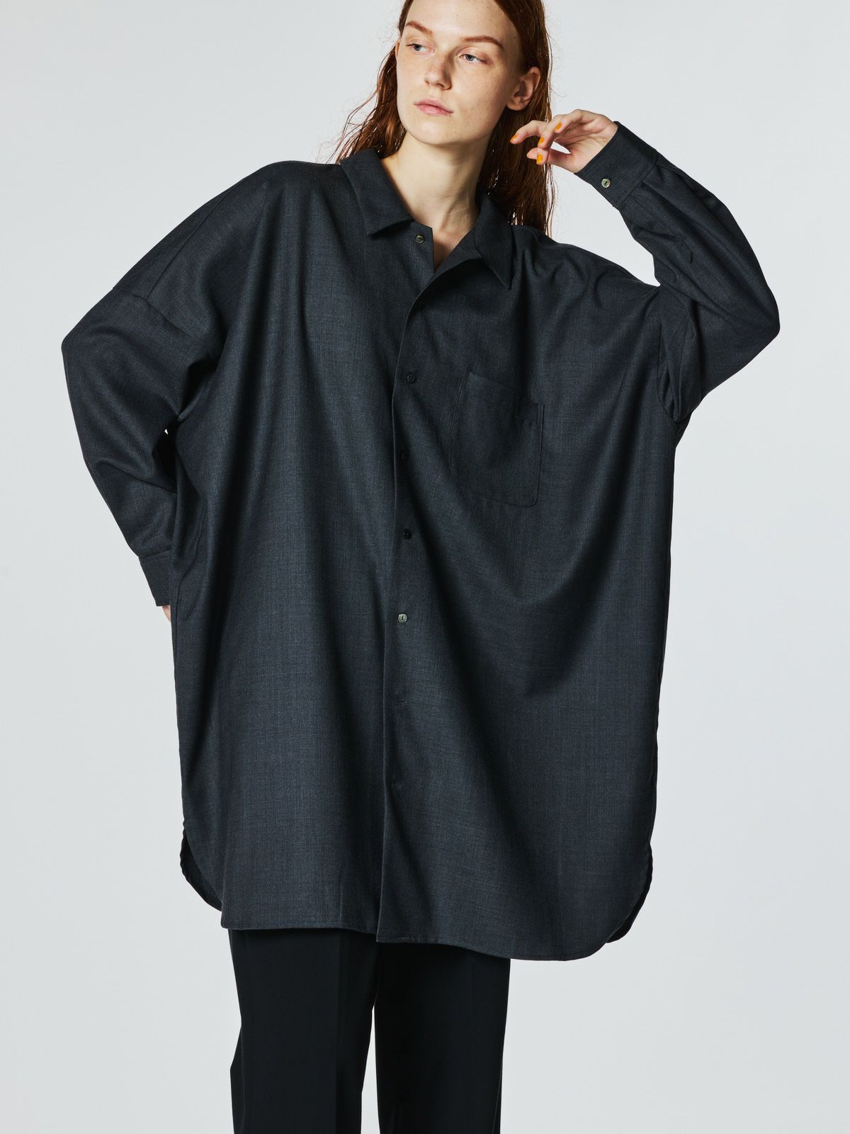 wool blend wide shirt