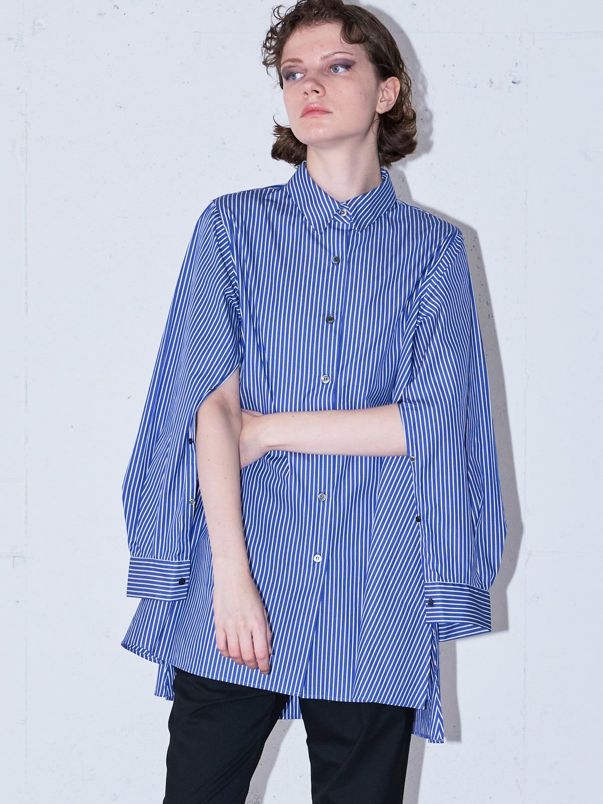 slit slv tunic shirts (stripe)