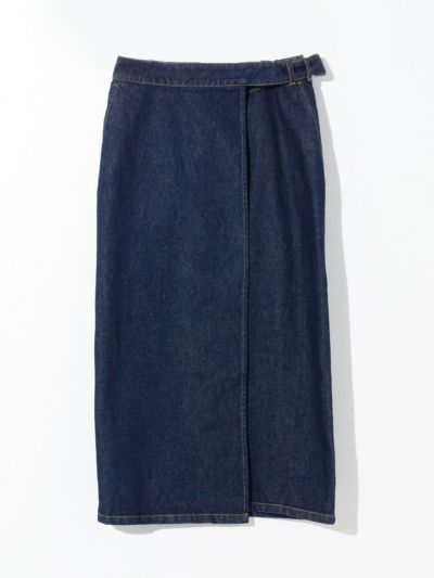MIDIUMISOLID for Ladies デニムラップスカート(インディゴ)