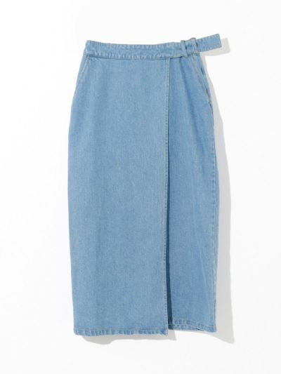 MIDIUMISOLID for Ladies デニムラップスカート(ブルー)