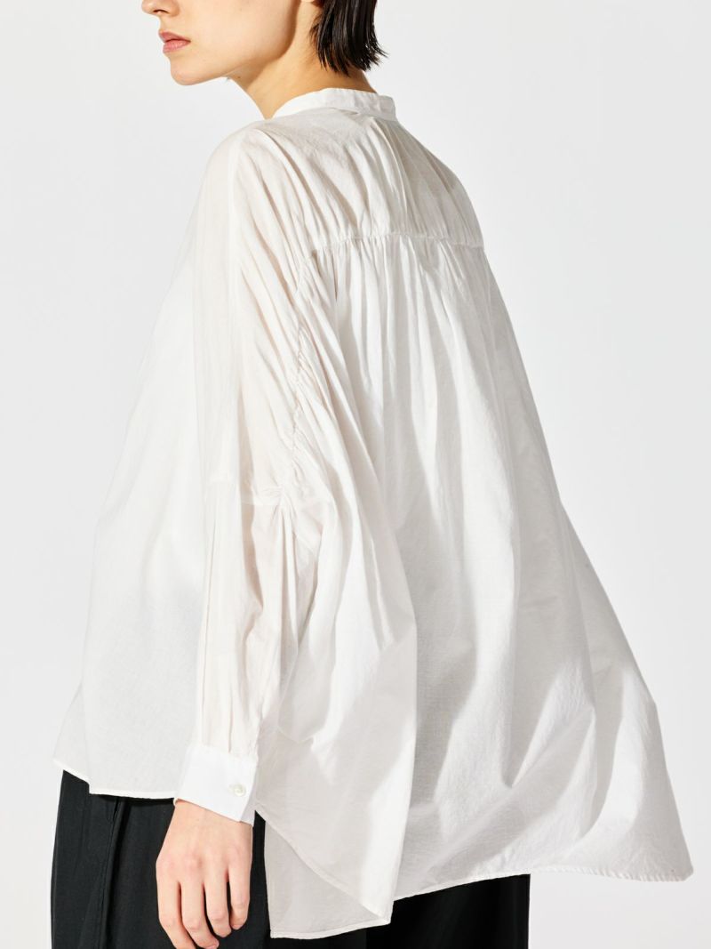 ミズイロインド バックギャザーワイドシャツ 綿100% 日本製 ライトグレー F