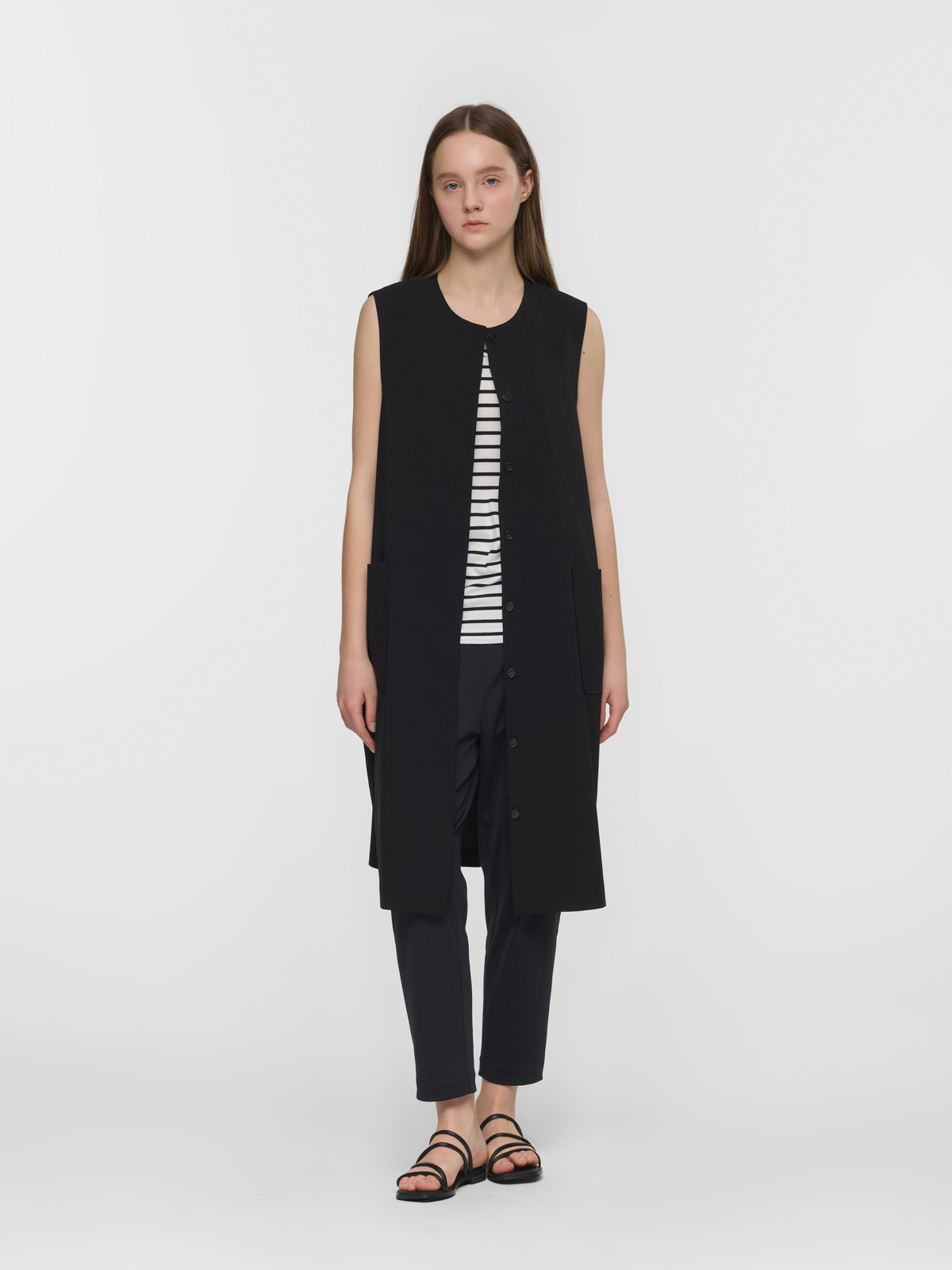 細長い M MUMU Co ベージュ 長袖 カットソー ロングワンピース 袖 