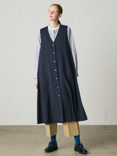 MidiUmi Vネックロングジレワンピース